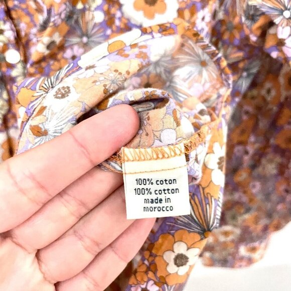 HARTFORD Charlot Orange Pop Flowers Woven Long Sleeve Shirt Size 4 - Picture 4 of 6